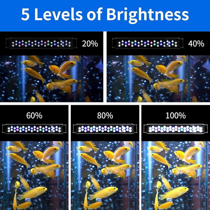 AQUANEAT LED Aquarium Light for 8 to 10 Inch Fish Tank, Auto On Off with Timer, Full Spectrum, Adjustable Brightness, Daylight Moonlight Mode, for Fresh Water Low-to-Mid Light Plants