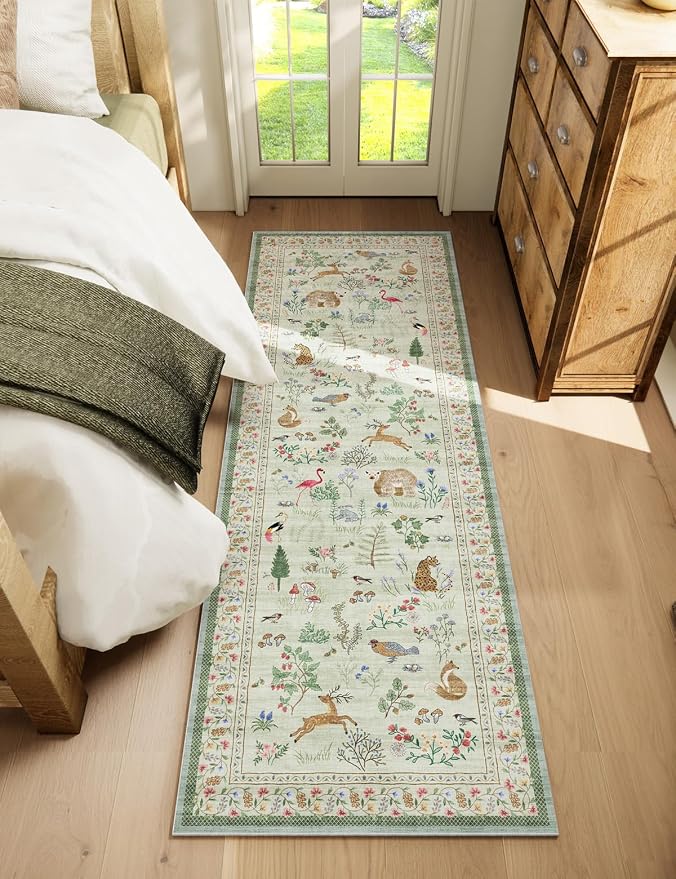 Machine Washable Kitchen Runner Rugs: 2'6"x8' Hallway Runner Non Slip Low Pile Stain Resistant Soft Carpet Runner Rugs for Bedroom Hallway Indoor Entryway Kitchen Laundry Room Beside Farmhouse