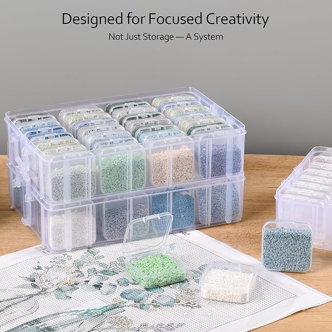 Bead Storage Container, Craft Organizer Box Portable Organizer and Storage Box Stackable Plastic Cases for Bracelet Making DIY Jewelry Nail Charms (3-Tire Bead Organizer)