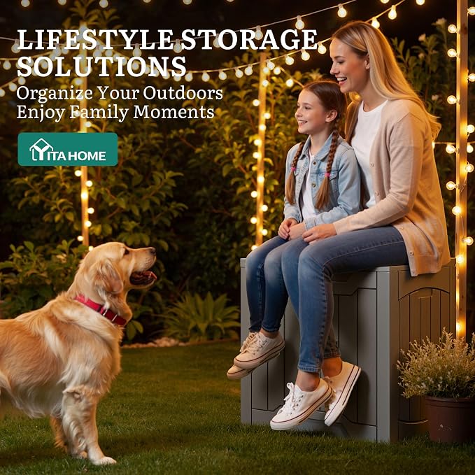YITAHOME 31 Gallon OutdoorDeck Box | Lockable Resin Storage Box and Waterproof Package Delivery Box for Patio, Garden, Poolside, Cushions, Supplies & Sports Gear