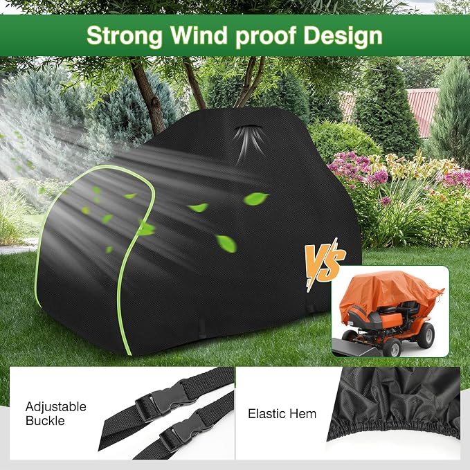 Riding Lawn Mower Cover-Heavy-Duty 420D Waterproof Lawn Covers, with Cotton Lined Oxford Fabric & Air Vents, Universal Fit for Toro TimeCutter, John Deere, Cub Cadet, Husqvarna