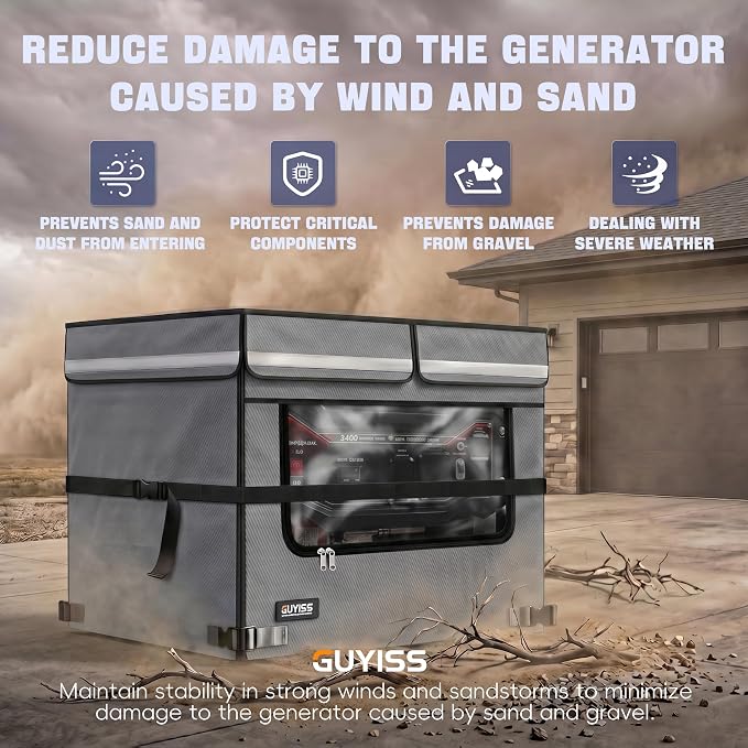 Generator Covers While Running. 32x24x24 Inch Generator Cover, 900D+210D Heavy Duty Waterproof, PVC Transparent Visual Operation Window, Top Can Be Opened for Refueling. Gray