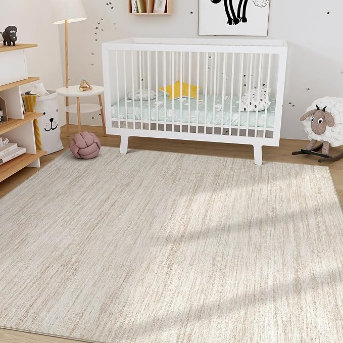 Nakagishi Boho 9x12 Area Rug Living Room Rugs Machine Washable Beige | Soft, Pet & Kid Friendly, Carpet for Living Room/Bedroom/Office/Kitchen/Nursery, Daily Home Decor Stain Resistant Moroccan