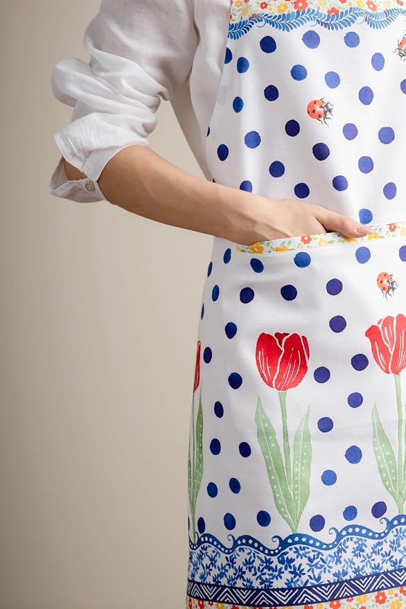 Maison d' Hermine Aprons for women with Pocket 100% Cotton (27.50"x31.50") | Adjustable Neck Strap & long ties Apron Men Chef Wedding Cooking Gardening Server Maid