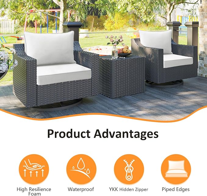 Unimatta Outdoor Patio Chair Cushions Set, 24" x 24"(24x24 Back), Set of 2, Water-Repellent, Fade Resistant, Deep Seat Bottom and Back Cushion for Backyard, Couch, Sofa, Linen