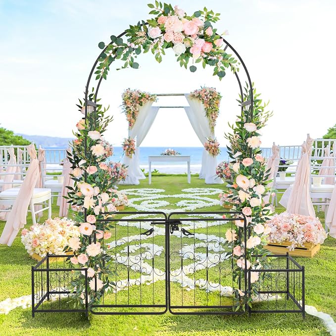 Garden Arch Trellis for Climbing Plants Outdoor, Metal Arch Frame Garden Arbors and Arches, Outdoor Archway Metal Arch Backdrop Stand for Flower Vines Wedding Bridal Birthday Party Decoration