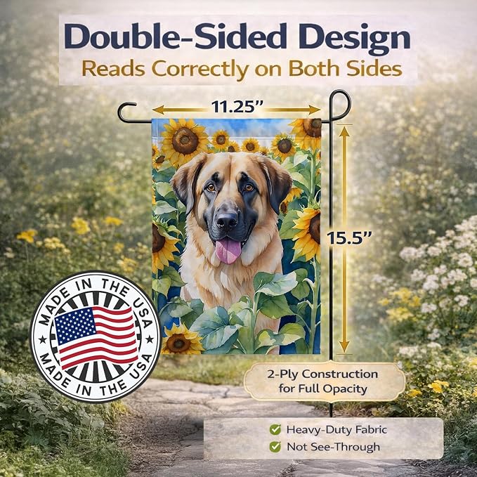 Caroline's Treasures DAC6012GF Anatolian Shepherd in Sunflowers Garden Flag Mailbox Flag Decorative Yard Flag Banner Outside Patio Artwork Yard Flower Beds, Garden Size, Multicolor
