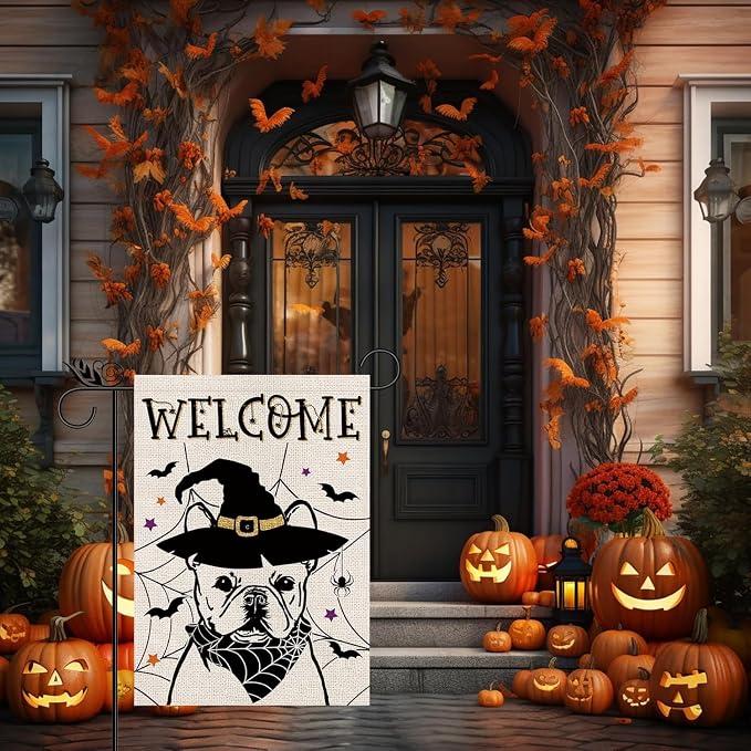Seasonal Garden Flags French Bulldog Dog Double Sided Flags Set of 11 Holiday Farmhouse Indoor Outdoor Yard Lawn Decorations 12.5x18 Inch