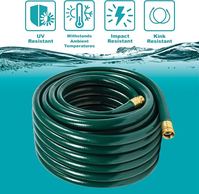 Gilmour Flexogen 3/4 in x 75 ft Garden Hose, Heavy Duty Water Hose, Flexible and Kink Resistant Outdoor Hose, Green
