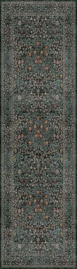 Dark Green 2x7 Long Washable Runner Rug Non Slip, Throw Rugs Runners for Kitchen Hallways Entryway Bathroom Laundry Room, Floor Mat Vintage Floral Carpet Low Pile Stain Resistant