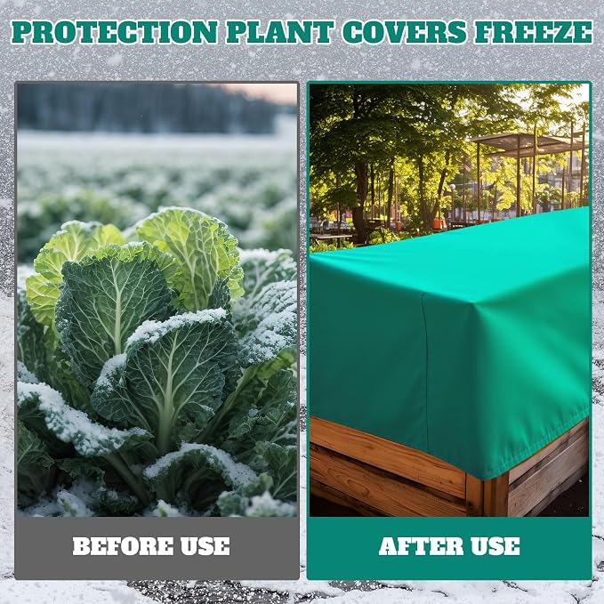 4 Pcs Plant Covers Freeze Protection 52×28.3×19.7 Inch Rectangular Plant Box Cover with Drawstring Large Tree Covers Frost Protection Blankets for Outdoor Garden Raised Beds(Green)
