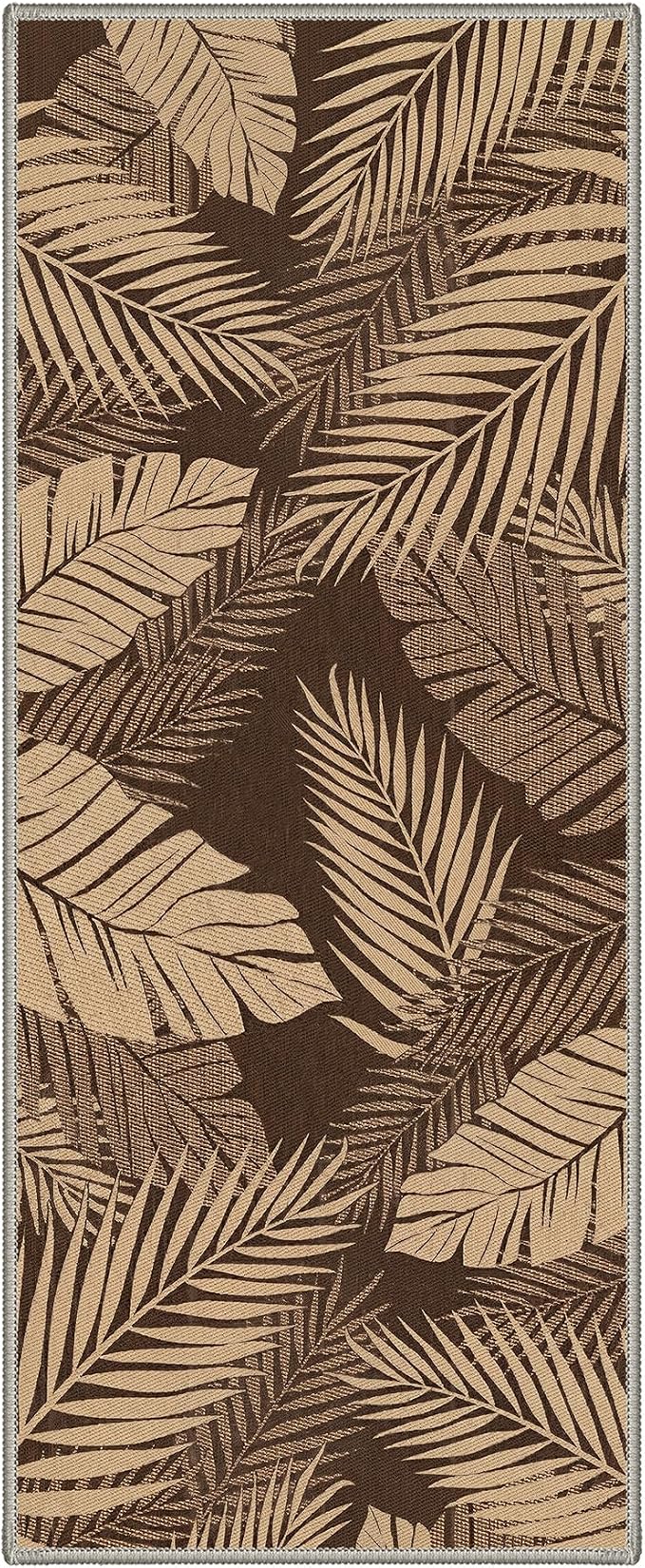 GENIMO Outdoor & Indoor Area Rug 3'x5', Waterproof, Non-Shedding, Easy Cleaning, Leaf Mat for Patio, Living Room, Balcony, Dining Room, RV, Deck, Bedroom, Camping, Outside Carpet, Coffee Beige