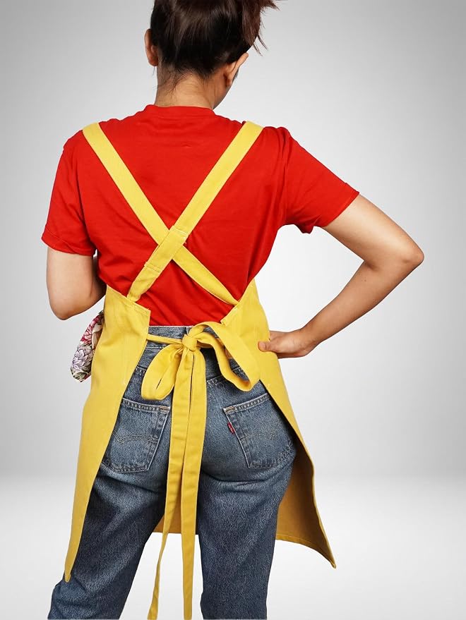 100% Cotton Kitchen Apron with 2 Pockets – Adjustable Chef Apron for Cooking Baking BBQ – Unisex Apron