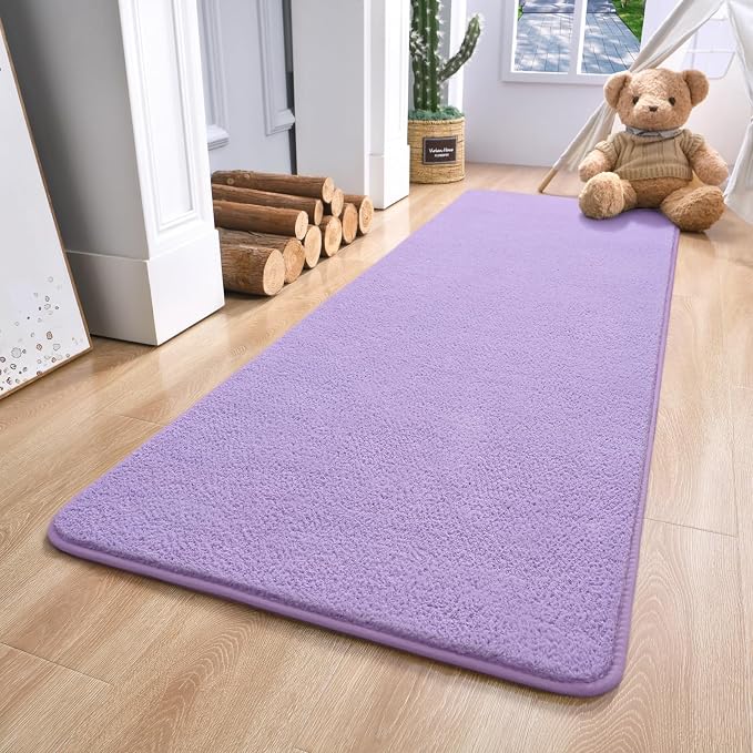 Keeko 2x6 Area Rugs for Living Room,Soft Washable Memory Foam Bedroom Rug | Indoor Throw Rug Low Pile Minimalist Non Slip Carpet for Kids Nursery Classroom Dorm Room Home Decor Purple