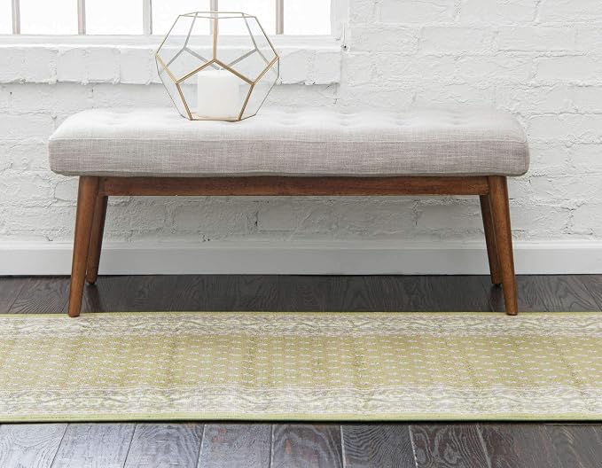Unique Loom Williamsburg Collection Traditional Border with Dotted Center Area Rug, Runner 2' 9" x 9' 10", Green/Beige