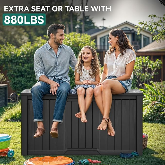 YITAHOME XXL 230 Gallon Large Outdoor Storage Deck Box for Patio Furniture | Outdoor Cushions, Garden Tools and Sports/ Pools Equipment, Weather Resistant Resin, Lockable (Black)