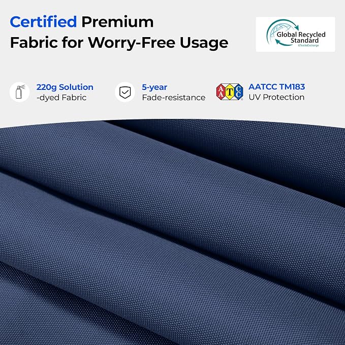 HOMSHADE 3-Tier Patio Umbrella with Solar Lights(Navy Blue,No Base) | 5-Year Fade Resistant;32 LED Lights;Windproof;8 Thicker Ribs;UPF50+;Pool Garden Deck
