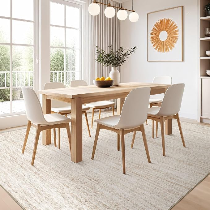 Nakagishi Boho 5x7 Area Rug Living Room Rugs Machine Washable Beige | Soft, Pet & Kid Friendly, Carpet for Living Room/Bedroom/Office/Kitchen/Nursery, Daily Home Decor Stain Resistant Moroccan