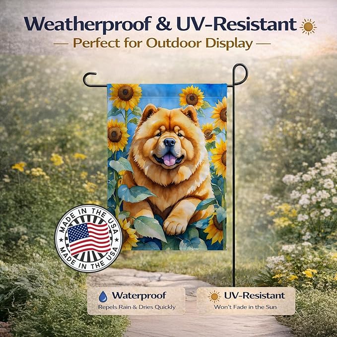 Caroline's Treasures DAC6055GF Chow Chow in Sunflowers Garden Flag Mailbox Flag Decorative Yard Flag Banner Outside Patio Artwork Yard Flower Beds, Garden Size, Multicolor