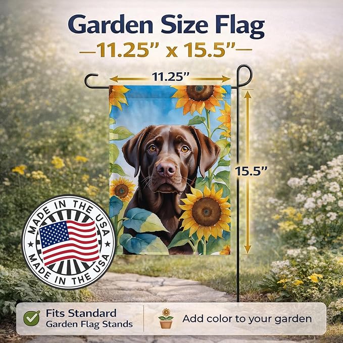 Caroline's Treasures DAC6110GF Labrador Retriever in Sunflowers Garden Flag Mailbox Flag Decorative Yard Flag Banner Outside Patio Artwork Yard Flower Beds, Garden Size, Multicolor