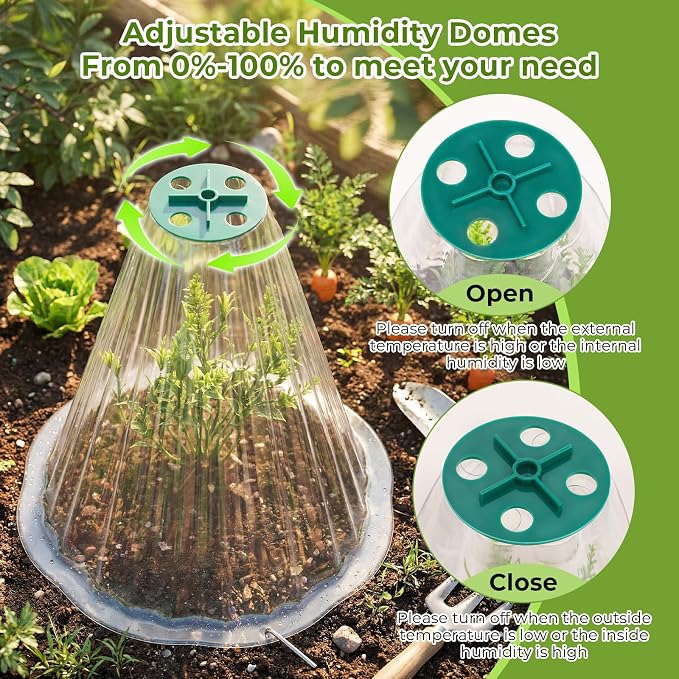 Cloches for Plants, Transparent Plant Covers, Garden Cloches with Humidity Domes, Securing Pegs and Plant Labels, Reusable Plant Protectors from Animals Plant Bell Cover (Transparent-50pcs-M)