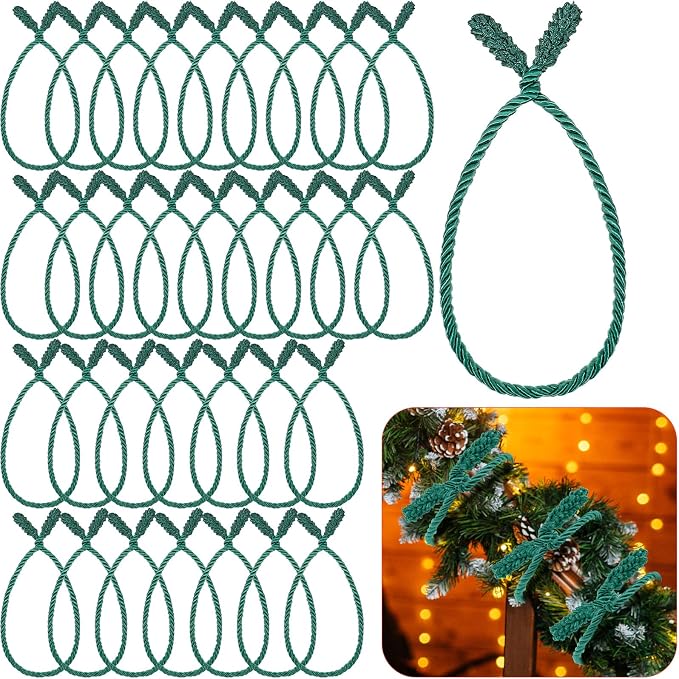 Zhengmy 32 Pcs 20 Inches Christmas Garland Ties Christmas Decorative Twist Ties for Banister Reusable and Flexible Twist for Xmas Home Decorations Holiday Craft Wrapping (Green)