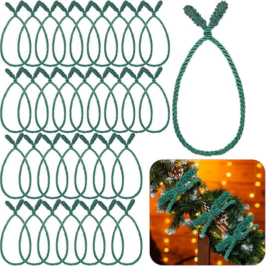 Zhengmy 32 Pcs 20 Inches Christmas Garland Ties Christmas Decorative Twist Ties for Banister Reusable and Flexible Twist for Xmas Home Decorations Holiday Craft Wrapping (Green)