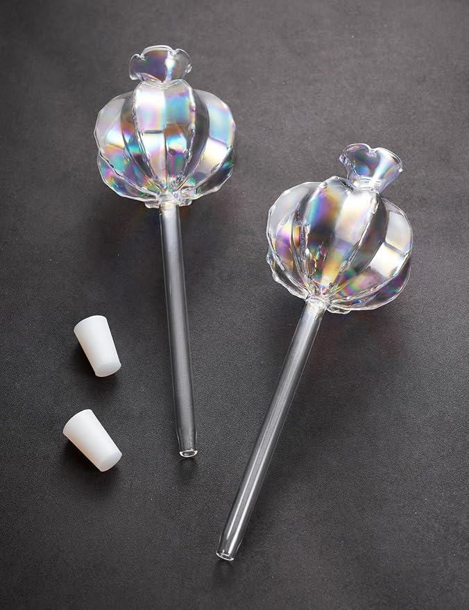 NiHome Plant Watering Globes 4-Pack, Iridescent Glass Cactus Self Watering Globe, Glass Waterer for Potted Plants - 4.7OZ/140 ML Capacity Automatic Mini Irrigation System, Adorable Gardening Gift