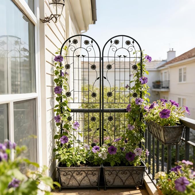 4/2 Pack White Metal Garden Trellis, 86.7" x 19.7" 71" x 19.7" Rustproof Plant Support Frame, Decorative Climbing Vine Trellis for Flower Vegetable Patio Garden Decor (Black, 71" x 19.7", 2 Pack)
