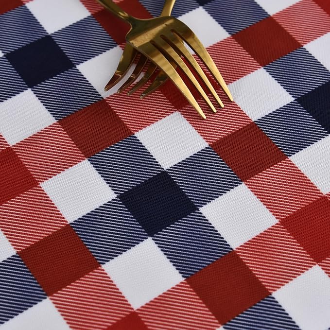 Waterproof Plaid Tablecloth Fabric - Round 25 Inch Classic Gingham Checker Table Cloth for Indoor/Outdoor Use - Buffalo Table Cover for Picnics, BBQs, and Parties