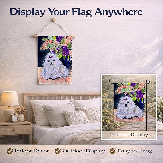 Caroline's Treasures SS8287GF Maltese Garden Flag Mailbox Flag Decorative Yard Flag Banner Outside Patio Artwork Yard Flower Beds, Garden Size, Multicolor