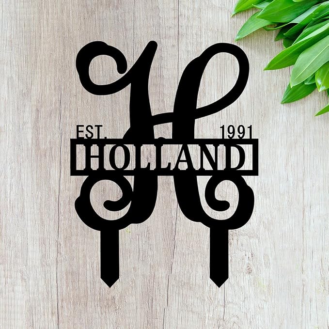 PK Décor Personalized Garden Flag for Outside - Decorative Welcome Last Name Personalized Metal ACM Yard Sign - 14 inch - Customized All Seasons Family Established Garden Flag Stand Option