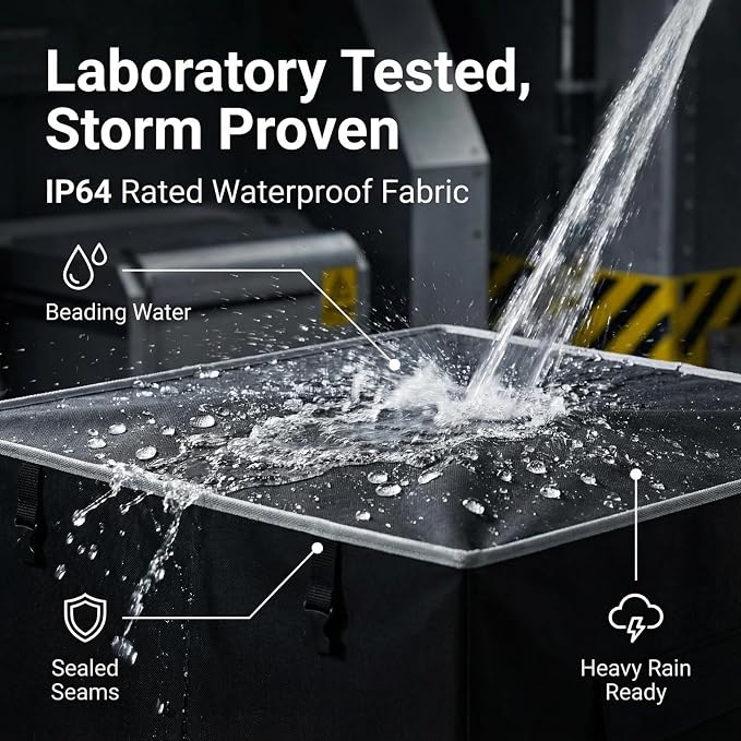 [New Upgraded] 900D Heavy Duty Waterproof Generator Cover, Generator Cover for Outside, 32"L x 24"W x 24"H Cover Universal 5000W-10000W Outdoor Generator Storage Box, All Season Protection, Black