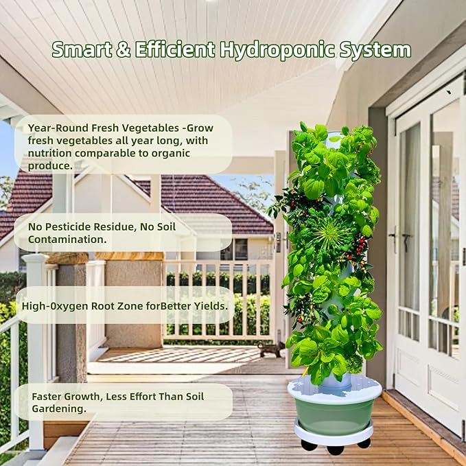 Hydroponic Growing System, Vertical Garden Tower Automatic Timer 36 -Pod | Automatic Watering System with Timer Indoor & Outdoor Gardening Kit Complete Growing Kit