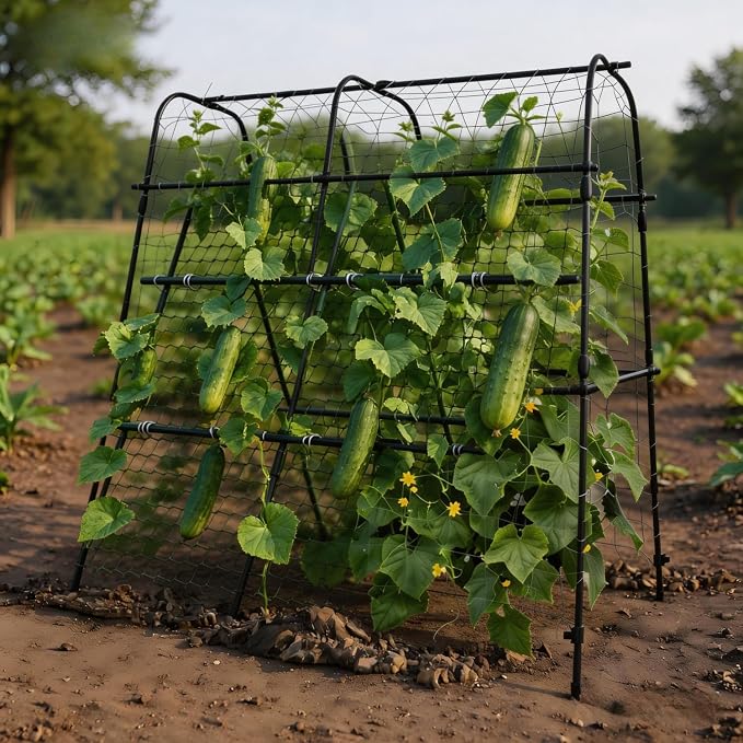 5.3x5.3FT Garden Arch Trellis for Raised Beds, Heavy Duty u-Shaped Plant Support for Climbing Vegetables, Fruits & Vines, Outdoor Rust-Resistant Metal Trellis for Vertical Growing, Black