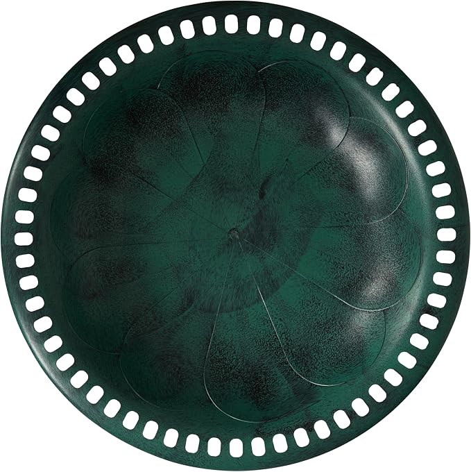 Backyard Expressions Outdoor Garden Bird Bath - Green - Weather Resistant Polyresin - 27 Inch