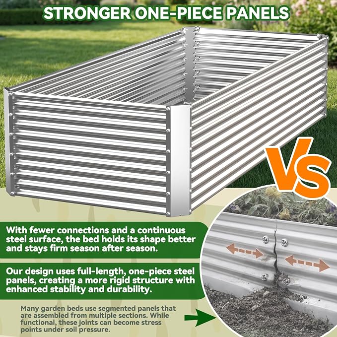 3 Pack Tall 4x2FT Raised Beds for Gardening, Corrugated Galvanized Steel Raised Garden Bed, Outdoor Metal Above Ground Garden Bed for Vegetables and Flowers(Rectangular)