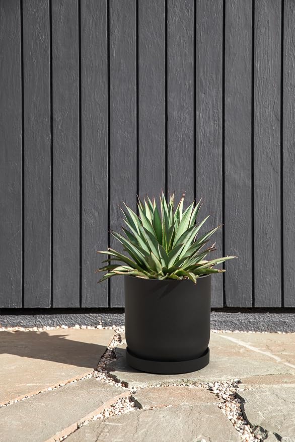 Veradek Mason Series Lima Planter - Round Planter for Indoor or Outdoor Porch/Garden | Made from Plastic-Stone Composite with Drainage Holes | Modern Décor for Succulents, Flowers, Small Plants
