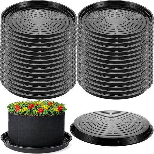 30 Packs 18" Extra-Large Plant Saucers for Indoor Outdoor Use Heavy Duty Plastic Plant Plate Dish for Planter Bulk Round Flower Pot Drip Trays to Catch Water 4 to 20 Inch, Black