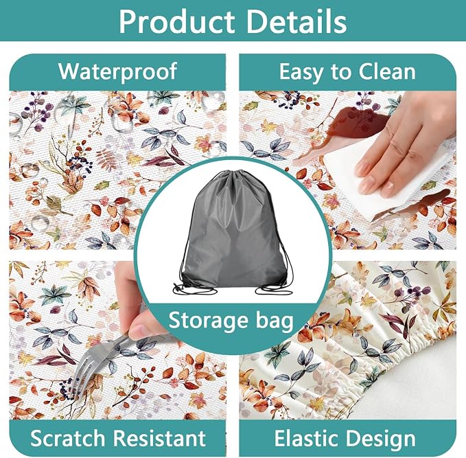 Picnic Table Cover with Bench Covers Elastic Colorful Floral Patterns Waterproof Tablecloth with Drawstring Bag Camping Gear and Essentials Rv Accessories Road Trip Supplies Car Travel Must Haves