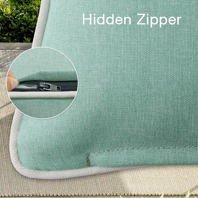 Unimatta Decorative Outdoor Water Repellent Throw Pillows with Inserts, Set of 4, 16" x16" Pillows for Patio, Backyard, Bed, Couch, and Patio Furniture, Aqua Green