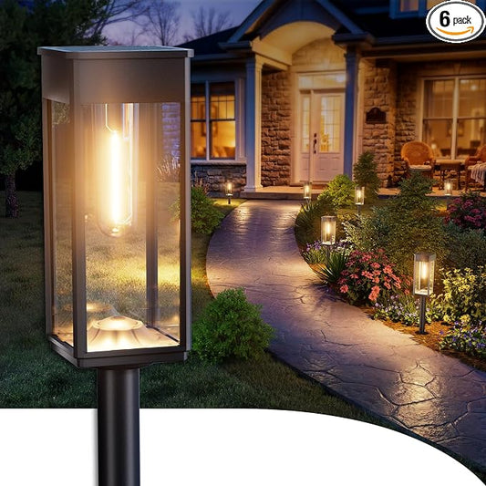 ALFIOT Bright Solar Lights Outdoor, 6 Pack Solar Pathway Lights Outdoor, Auto On/Off, IP65 Waterproof Solar Garden Lights Solar Powered Landscape Lighting for Yard Patio Walkway Driveway Pathway