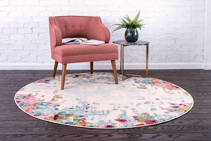 Unique Loom Chromatic Collection Area Rug - Joyous (4' 1" Round Multi/Blue)