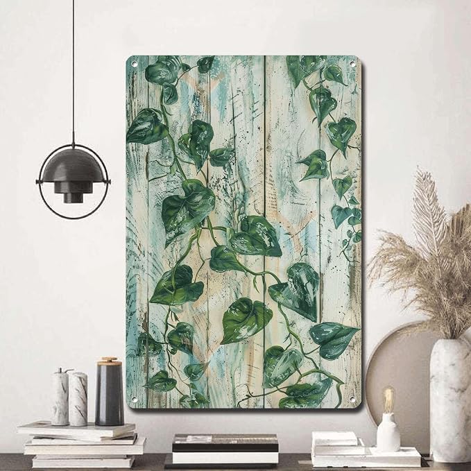 Metal Sign Tin Sign Vintage Wall Art Rustic Trail Pothos Tin Sign for Vintage Paintings Shabby Chic Decor and Easy Installation Vintage Metal Sign for Bar 12×16 Inches