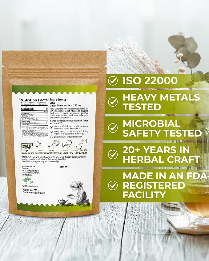 4 oz Linden Tea Dried Linden Flower Tea Blossom Herbal (Tilia Cordata) - 113g Herb Lipa Tila