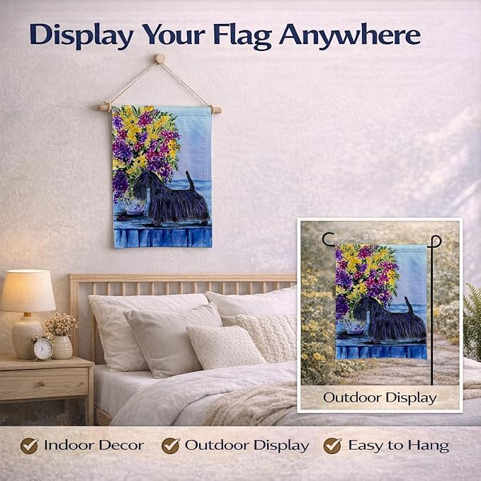 Caroline's Treasures SS8309GF Scottish Terrier Garden Flag Mailbox Flag Decorative Yard Flag Banner Outside Patio Artwork Yard Flower Beds, Garden Size, Multicolor