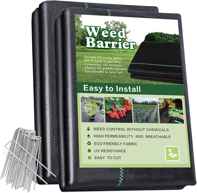 4x100FT Weed Barrier Landscape Fabric, 3.2oz Heavy Duty Garden Cloth, Ground Cover for Gardening, Come with 20 U-Shaped Securing Pegs