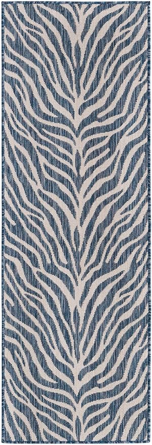 Unique Loom Outdoor Safari Collection Area Rug - Tsavo (2' x 6' 1" Runner, Blue/ Ivory)