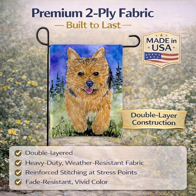 Caroline's Treasures SS8993GF Norwich Terrier Garden Flag Mailbox Flag Decorative Yard Flag Banner Outside Patio Artwork Yard Flower Beds, Garden Size, Multicolor