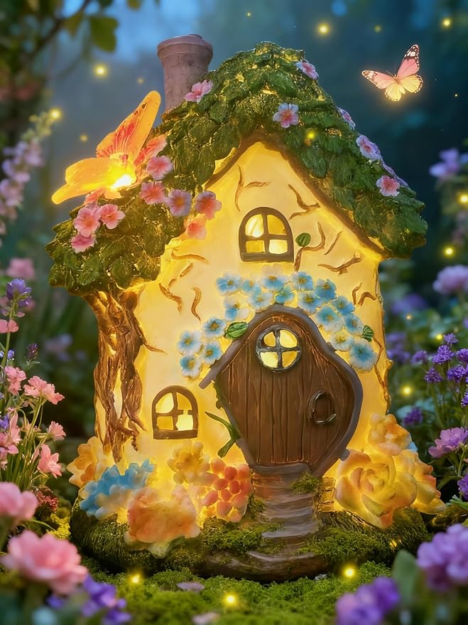 Fairy Garden Houses, Fairy Houses,Fairy Houses for Outside,Fairy Garden Houses Outdoor,Solar Fairy Garden,gnome House,Fairy Garden,Fairy Garden Accessories, for Women Gift/Teenage Gift